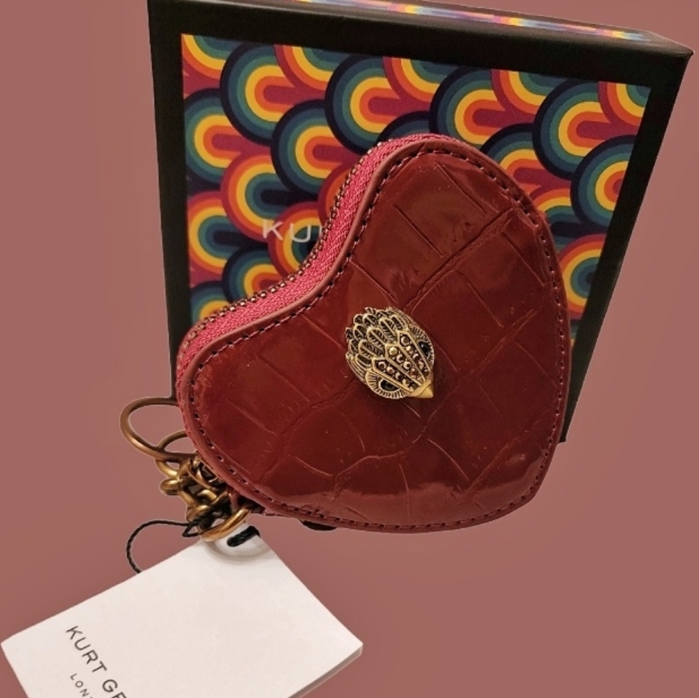 Kurt Geiger Dark Red Heart Mini Coin Purse & Keyholder